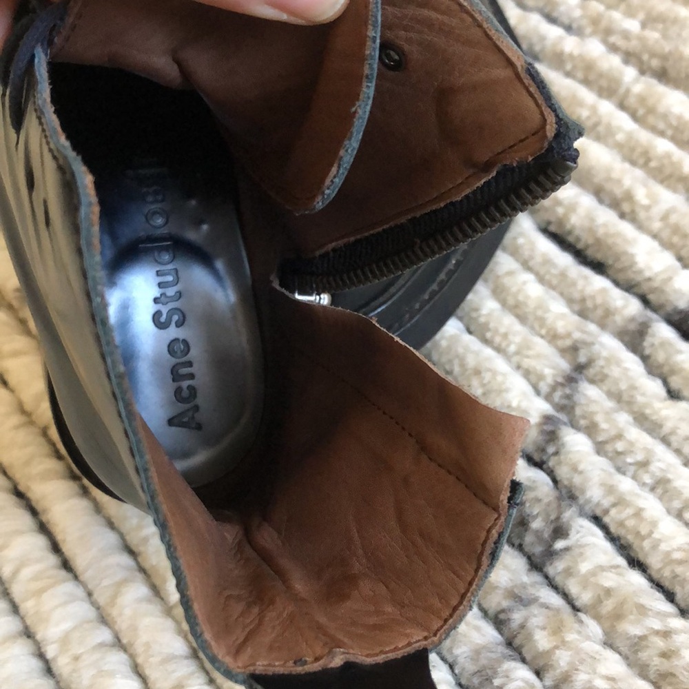 Acne Black Lace-Up Leather Boots - Picture 3 of 8